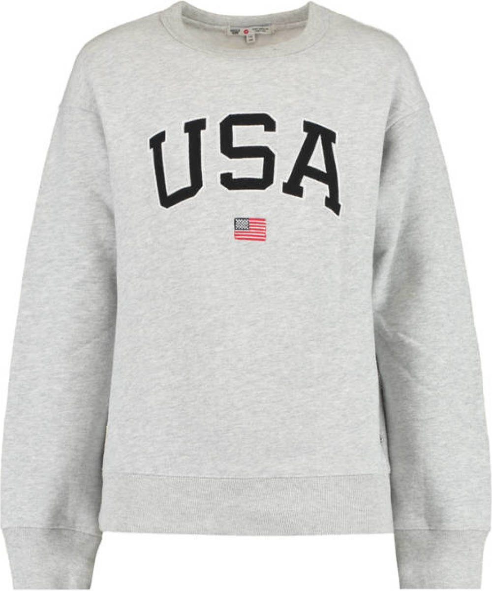 America Today Junior sweater Soel met tekst mid grey melange