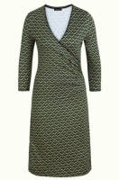 King Louie jurk Cross Dress Residence met all over print blauw/groen