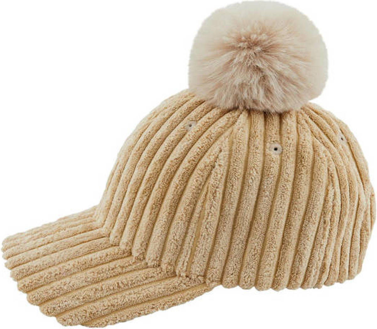little PIECES corduroy pet met pompon Helena beige