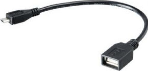 Akasa 15cm Micro USB - USB2.0 A USB-kabel 0,15 m Micro-USB A USB A Mannelijk Vrouwelijk Zwart