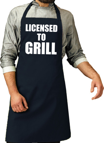 Bellatio Decorations Barbecueschort Licensed to grill navy heren