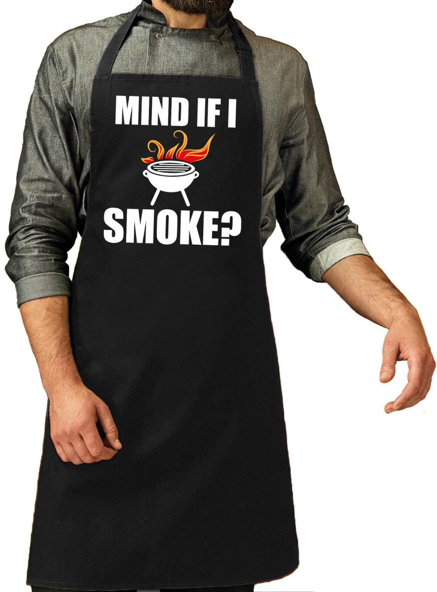 Bellatio Decorations Barbecueschort Mind if i smoke zwart heren