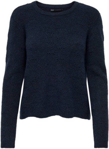 Only gebreide trui ONLLOLLI met open detail donkerblauw