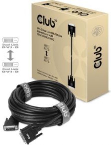 Club 3D CLUB3D DVI-D DUAL LINK (24+1) CABLE BI DIRECTIONAL M/M 10m 32.8 ft 28AWG Zwart
