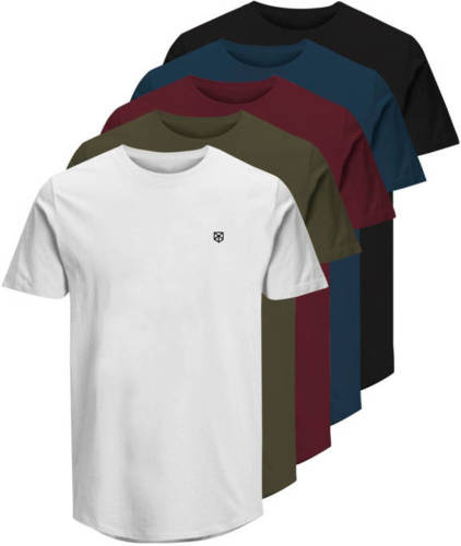 Jack & Jones PREMIUM T-shirt (set van 5) wit/groen/rood/blauw/zwart