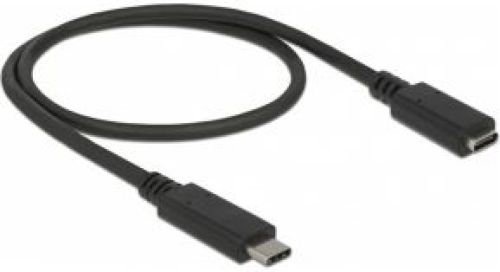 Delock 85532 0.5m USB C USB C Mannelijk Vrouwelijk Zwart USB-kabel