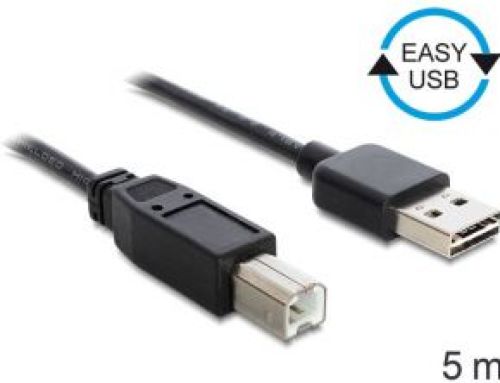 Delock 85553 5m USB A USB B Mannelijk Mannelijk Zwart USB-kabel