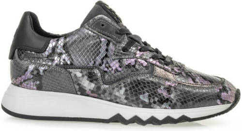 Floris van bommel NINETI leren sneakers met slangenprint grijs/lila