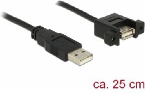 Delock 85462 0.25m USB A USB A Mannelijk Vrouwelijk Zwart USB-kabel