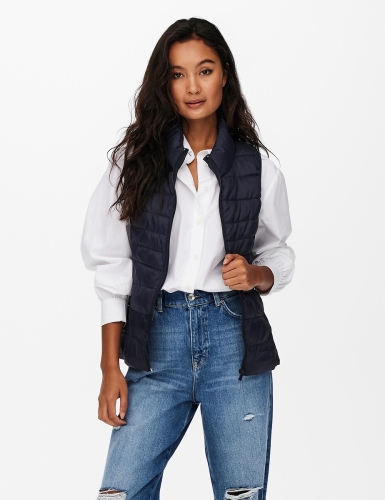 Only Claire Doorgestikt Gilet Dames Blauw