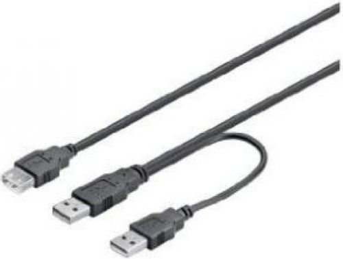 Deltaco M-Cab 7300052 0.3m USB A 2 x USB A Mannelijk Vrouwelijk Zwart USB-kabel