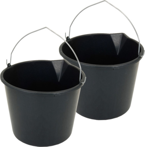 Merkloos 5x Stuks stevige zwarte huishoud emmer 16 liter met tuit