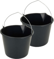 Merkloos 4x Stuks stevige zwarte huishoud emmer 20 liter met tuit