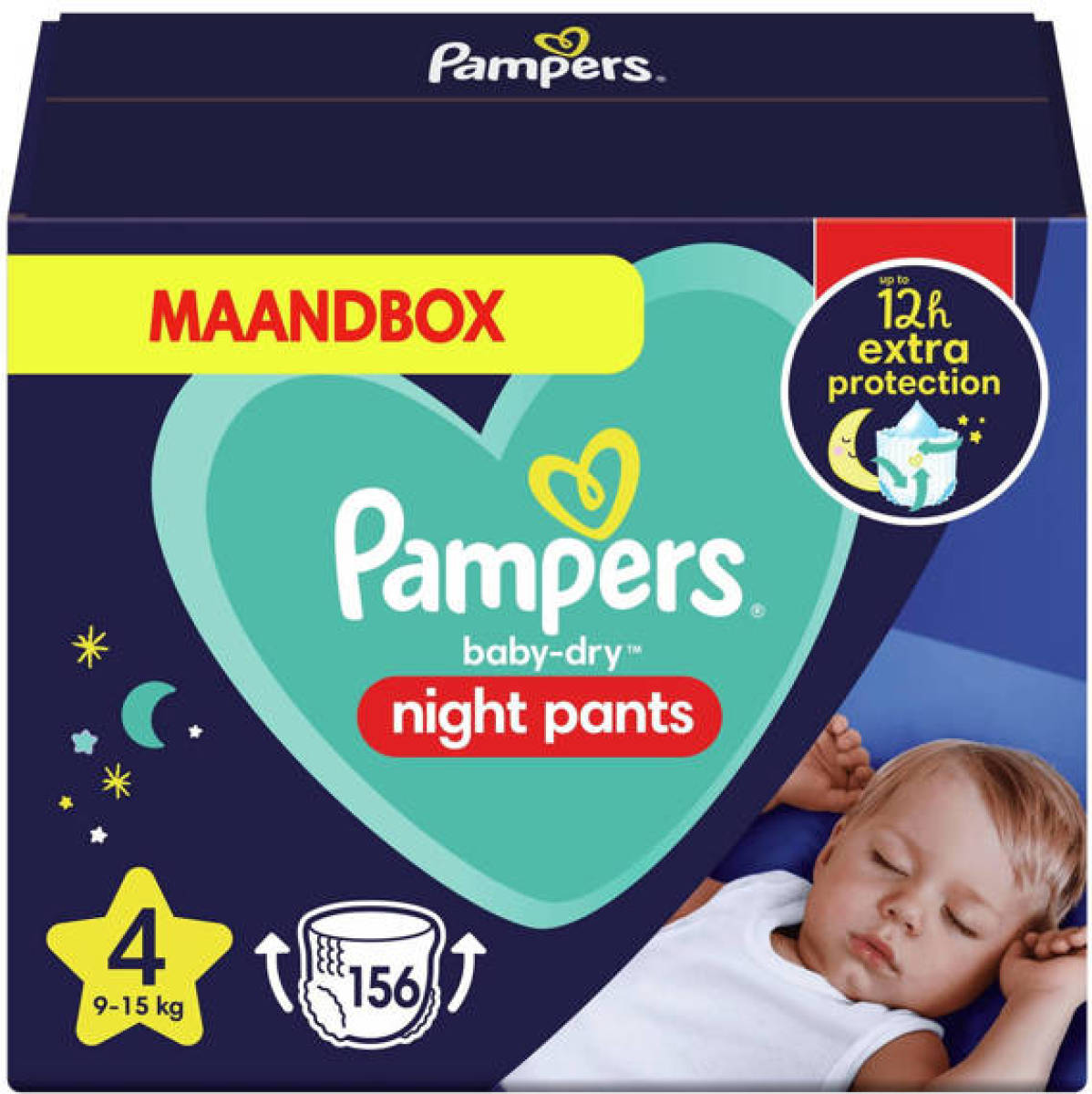 Pampers Night Pants Maat 4 - 156 Luierbroekjes - 9kg-15kg - Maandbox