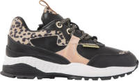 Vingino Mandy leren sneakers met panterprint zwart/roségoud