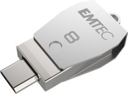 Emtec T250B 8GB USB 2.0 USB-Type-A-aansluiting Stainess steel USB flash drive