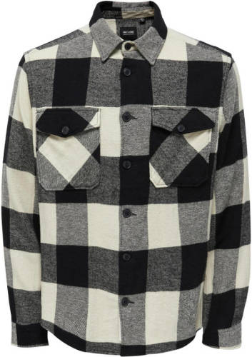 ONLY & SONS geruit overshirt Milo zwart