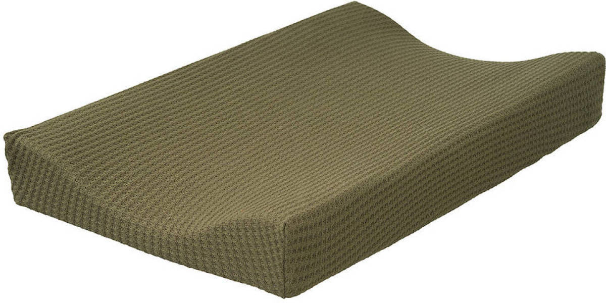 Cottonbaby aankleedkussenhoes wafel gebreid 48x72 cm kakigroen