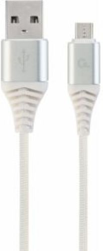 Gembird CC-USB2B-AMMBM-1M-BW2 USB-kabel 2.0 Micro-USB B USB A Zilver, Wit