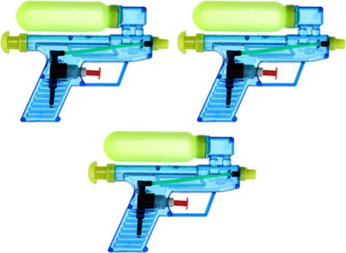 Merkloos 3x Waterpistool/waterpistolen Blauw 15 Cm