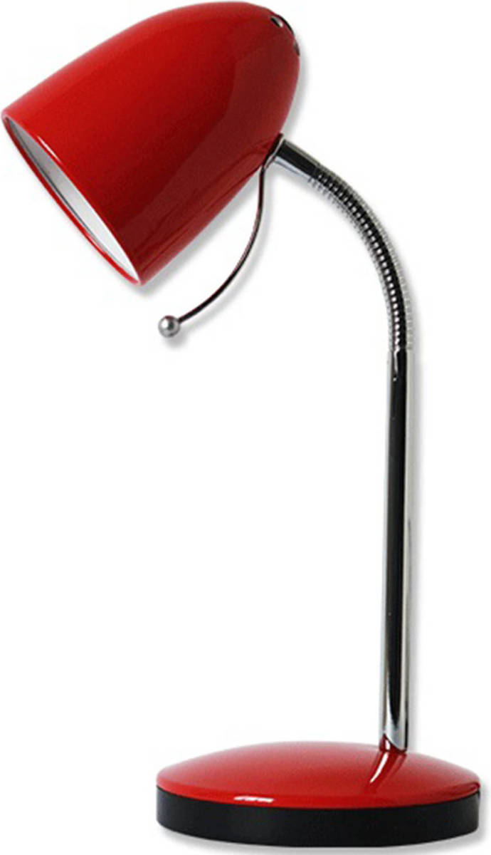 BES LED Led Bureaulamp - Aigi Wony - E27 Fitting - Flexibele Arm - Rond - Glans Rood
