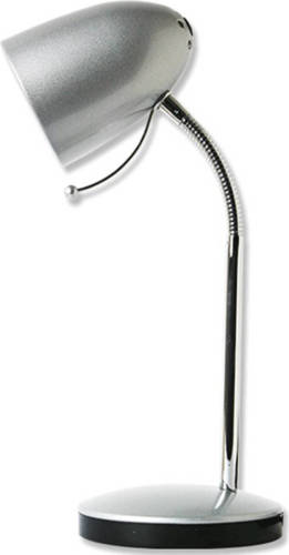 BES LED Led Bureaulamp - Aigi Wony - E27 Fitting - Flexibele Arm - Rond - Glans Zilver