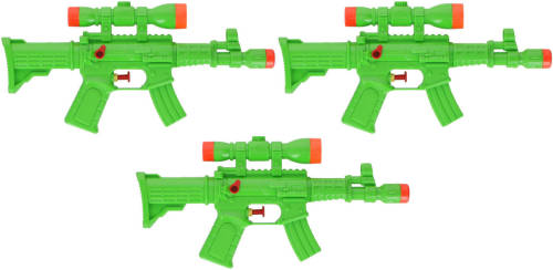 Merkloos 3x Waterpistool/waterpistolen Groen 29 Cm