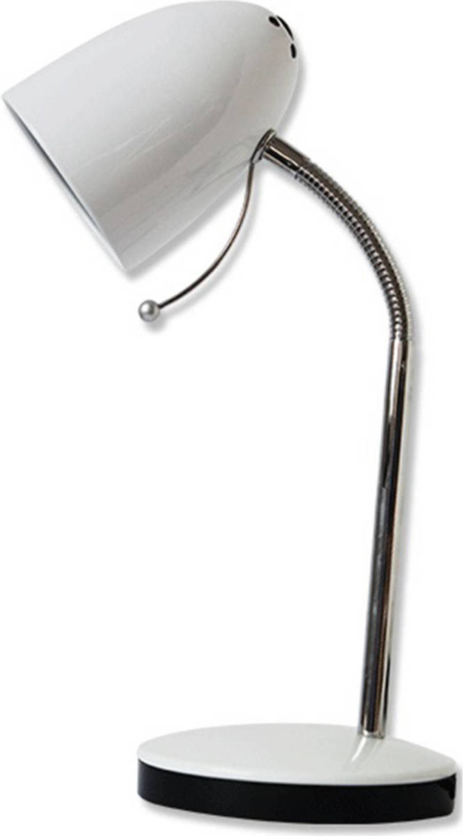 BES LED Led Bureaulamp - Aigi Wony - E27 Fitting - Flexibele Arm - Rond - Glans Wit