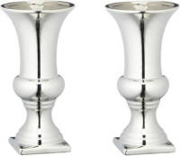 Merkloos Set Van 2x Stuks Zilveren Kelk Bloemenvazen Keramiek 25 X 13 Cm - Zilver - Vazen/vaas - Boeketvazen - Kelkvazen