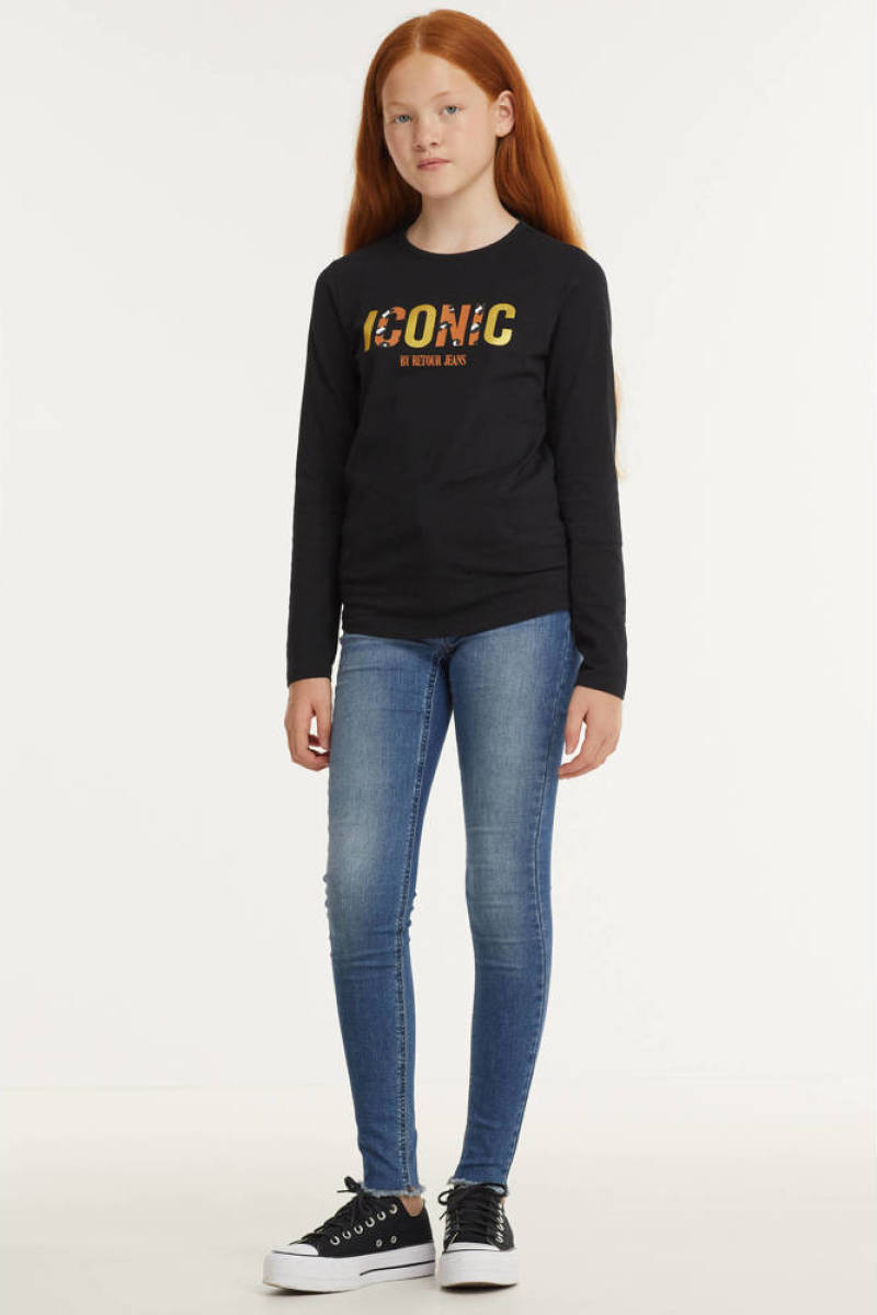 Retour Denim longsleeve Zoumi met tekst zwart
