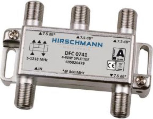 Hirschmann CATV-Splitter 8.3 dB / 5-1218 MHz - 4 Uitgangen