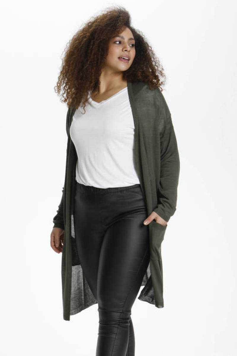 Kaffe Curve semi-transparant vest KCsandy donkergroen