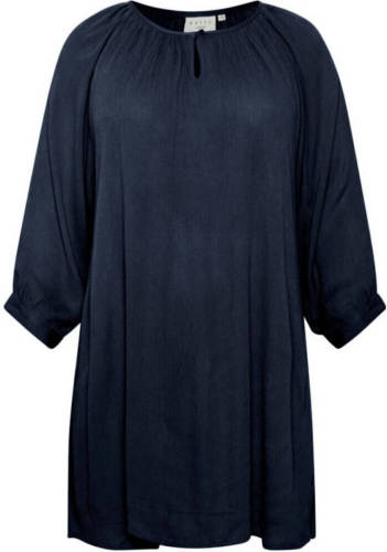 Kaffe Curve semi-transparante geweven tuniek KCami met open detail donkerblauw