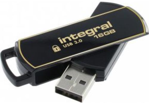 Integral 16GB Secure 360 Encrypted USB3.0 16GB USB 3.0 (3.1 Gen 1) USB-Type-A-aansluiting Zwart, Gou