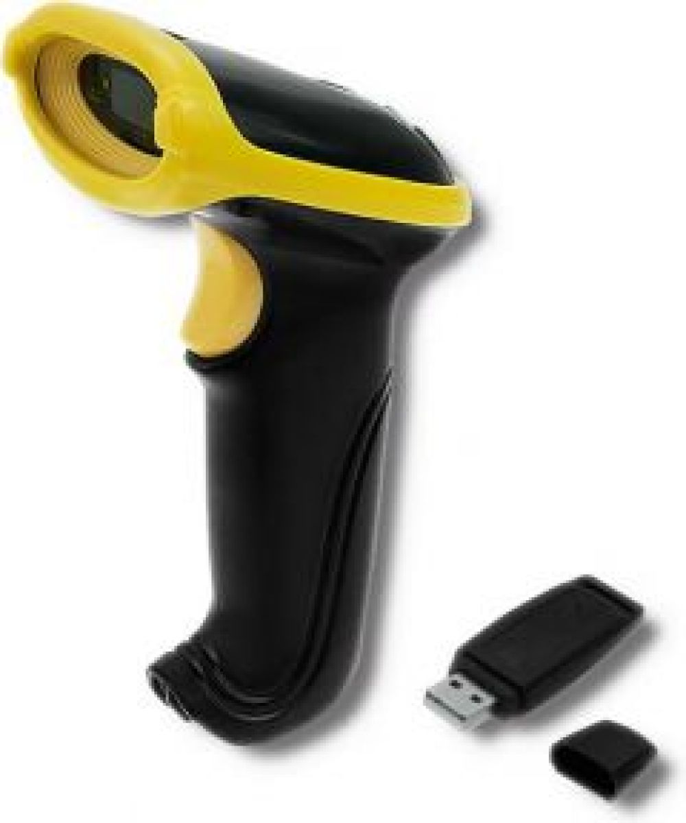 Qoltec 50862 barcode-lezer Draagbare streepjescodelezer 1D Laser Zwart, Geel
