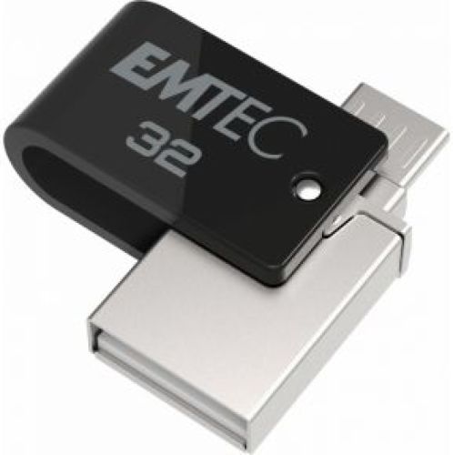 Emtec T260B USB flash drive 32 GB USB Type-A / Micro-USB 2.0 Zwart, Roestvrijstaal