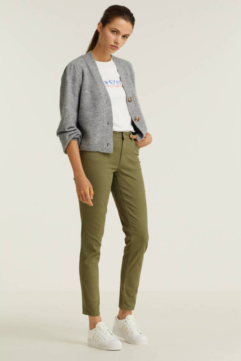 anytime mid rise jeans kaki groen