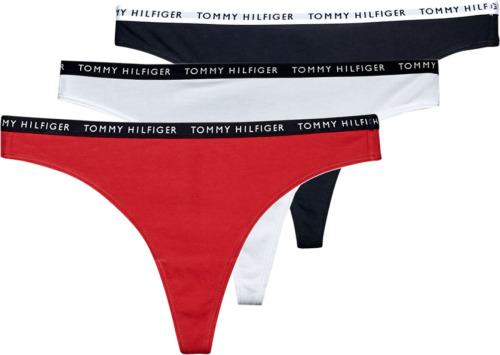 Tommy hilfiger string (set van 3) rood/zwart/wit