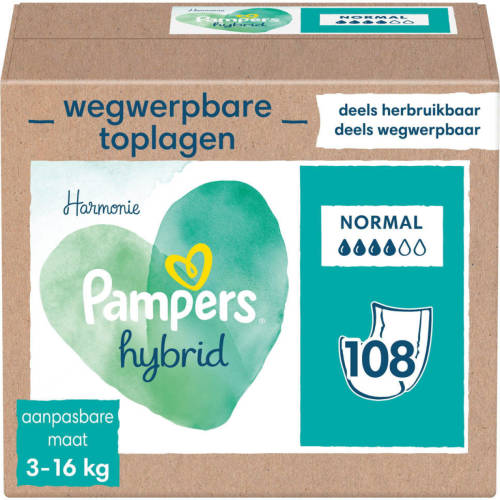 Pampers Harmonie Hybrid wasbare luier - 108 absorberende wegwerpbare toplagen