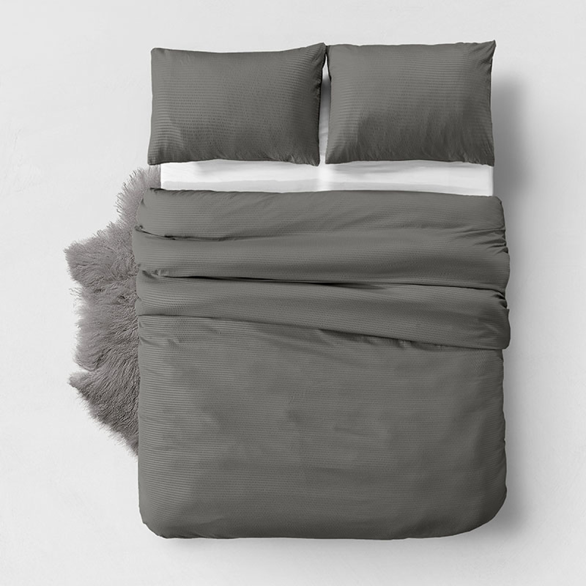 Fresh & Co Hotel Deep Embossed - Antraciet 2-persoons (200 x 200/220 cm + 2 kussenslopen) Dekbedovertrek