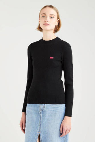 Levi's ribgebreide trui met logo zwart