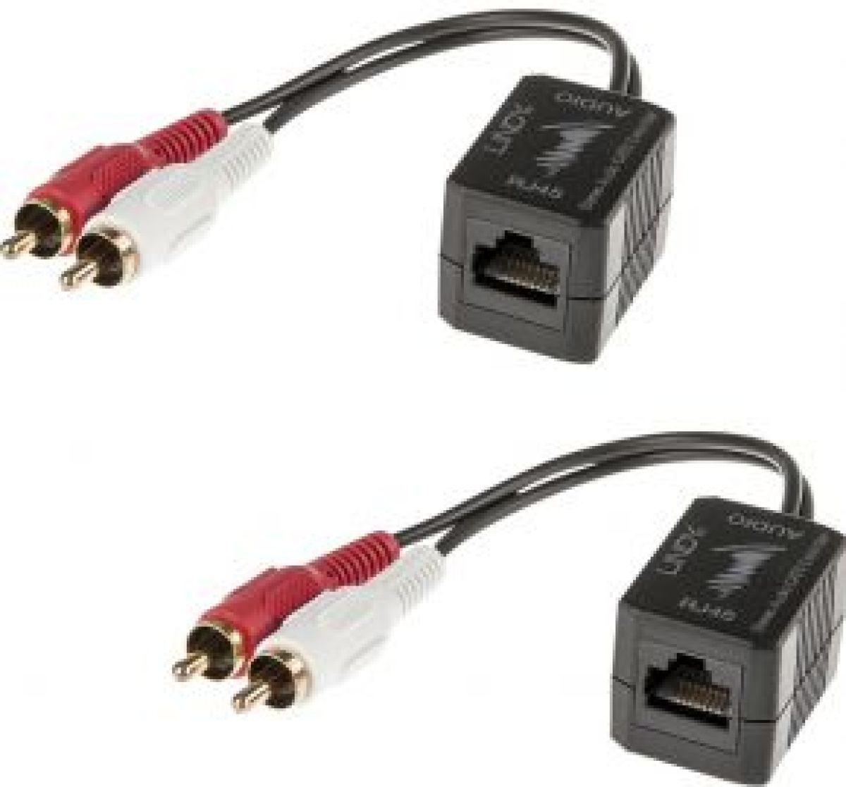 LINDY 70460 2xRCA RJ45 Zwart, Rood, Wit kabeladapter/verloopstukje
