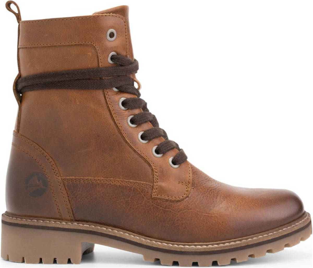 Travelin Kvinlog Lady leren veterboots cognac