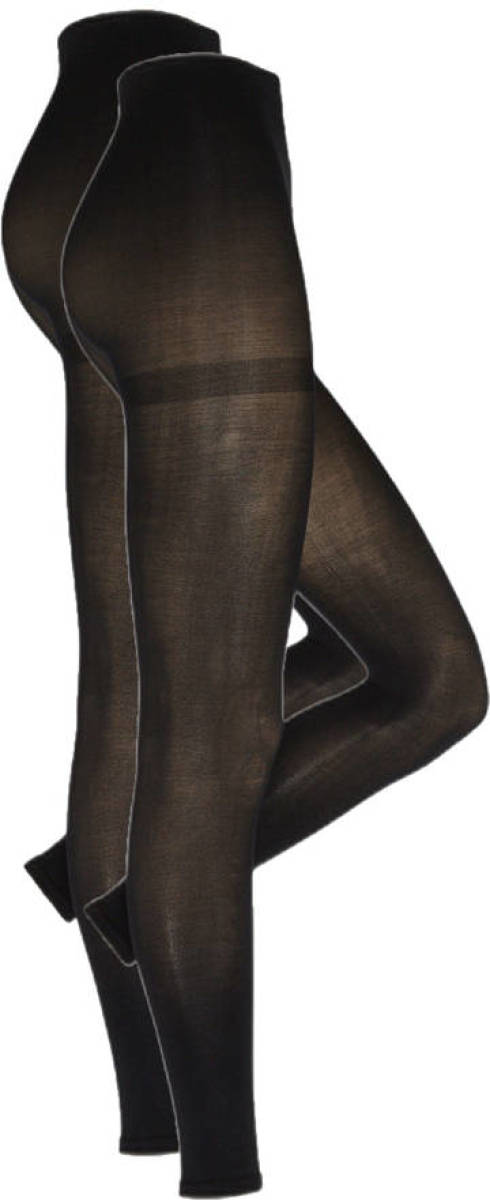anytime voetloze panty 60 denier - set van 2 zwart
