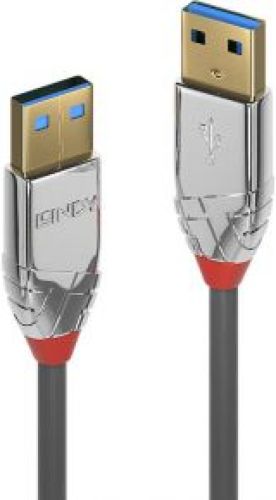 LINDY 36625 0.5m USB A USB A Mannelijk Mannelijk Grijs USB-kabel