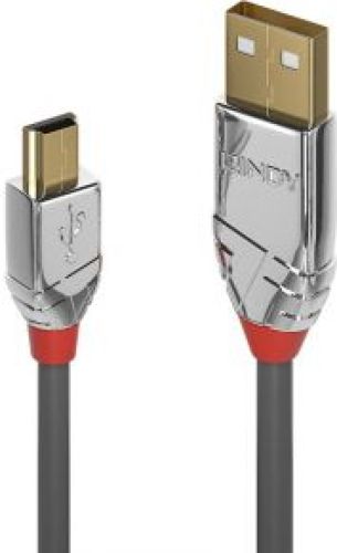 LINDY 36630 0.5m USB A Mini-USB B Mannelijk Mannelijk Grijs USB-kabel