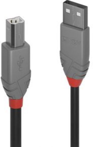 LINDY 36670 0.2m USB A USB B Mannelijk Vrouwelijk Zwart, Grijs USB-kabel