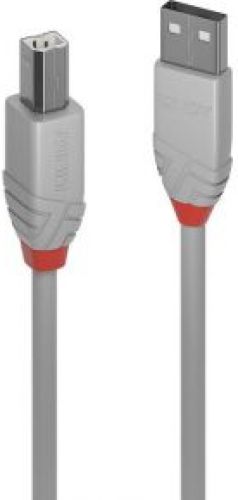 LINDY 36681 0.5m USB A USB B Mannelijk Mannelijk Grijs USB-kabel