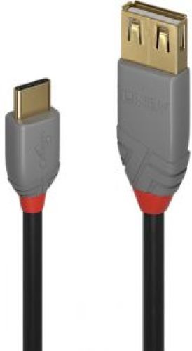 LINDY 36897 0.15m USB A USB C Mannelijk Mannelijk Zwart, Grijs USB-kabel