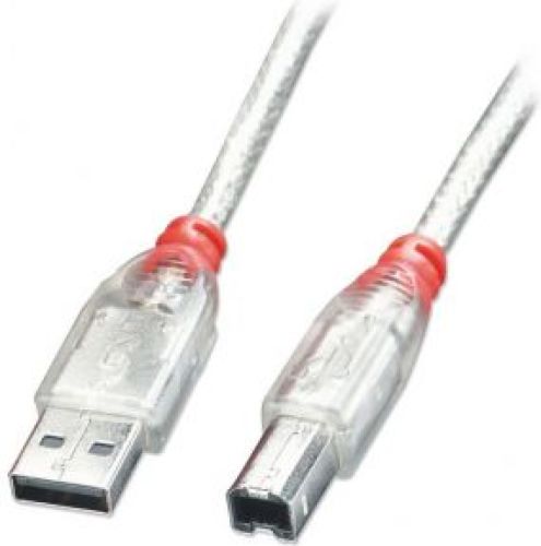 LINDY 41754 3m USB A USB B Transparant USB-kabel